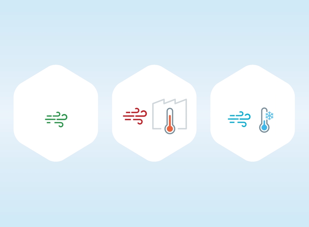 Industriële ventilatie, gecombineerd met duurzame koeling en verwarming