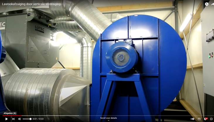 Video lasrookafzuiging door verticale verdringing