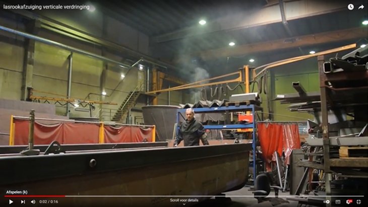 Video lasrookafzuiging door verticale verdringing