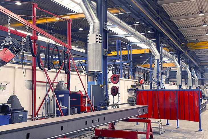 Toevoer schone lucht bij productie