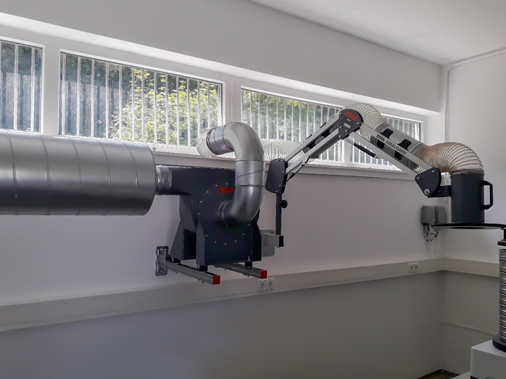 Praktijksituatie met RG afzuigventilator met arm