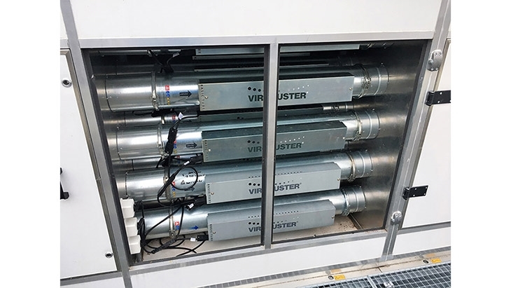 UV-lampen in unit als onderdeel van luchtbehandelingskast